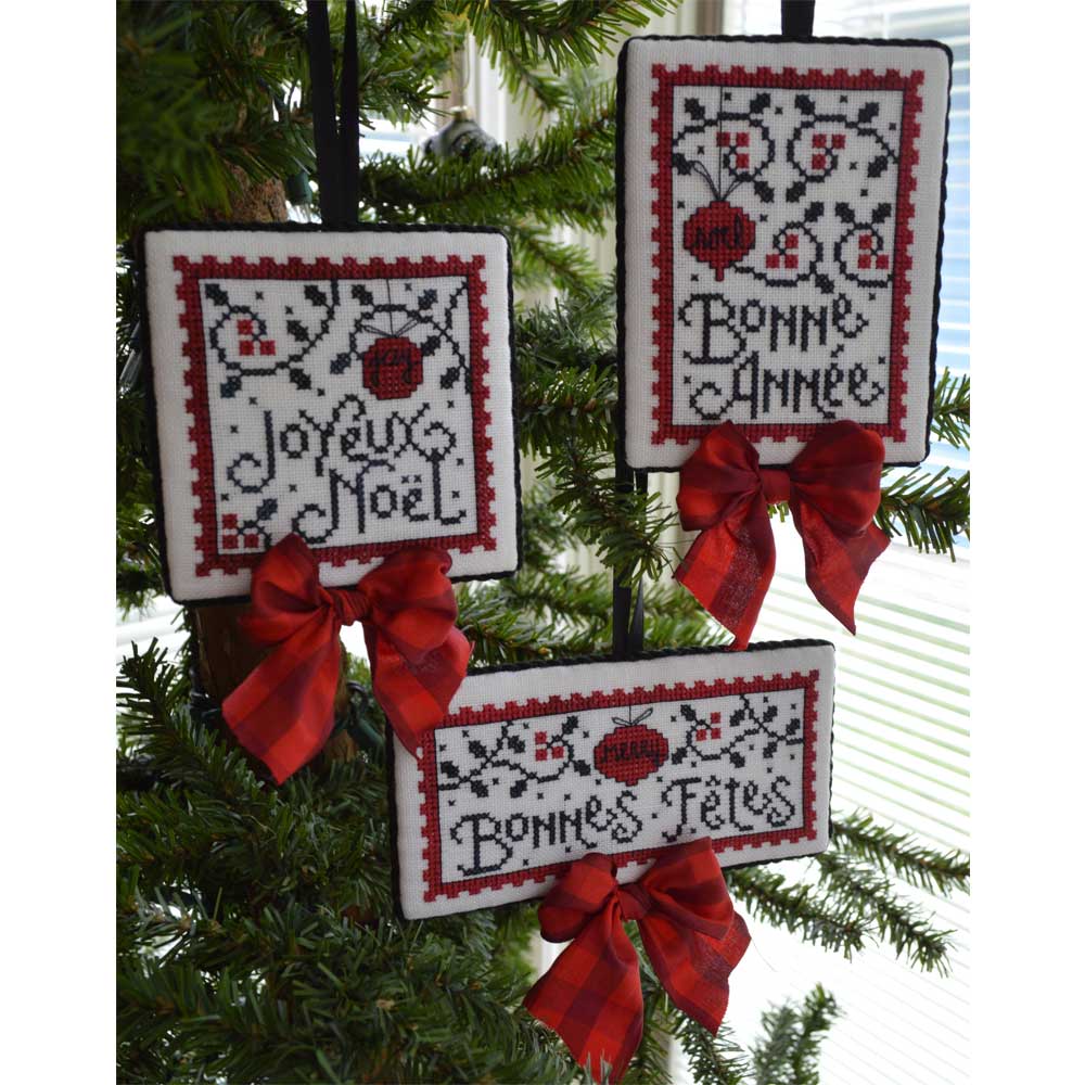 Christmas Bows & Ornaments Alphabet Embroidery Design