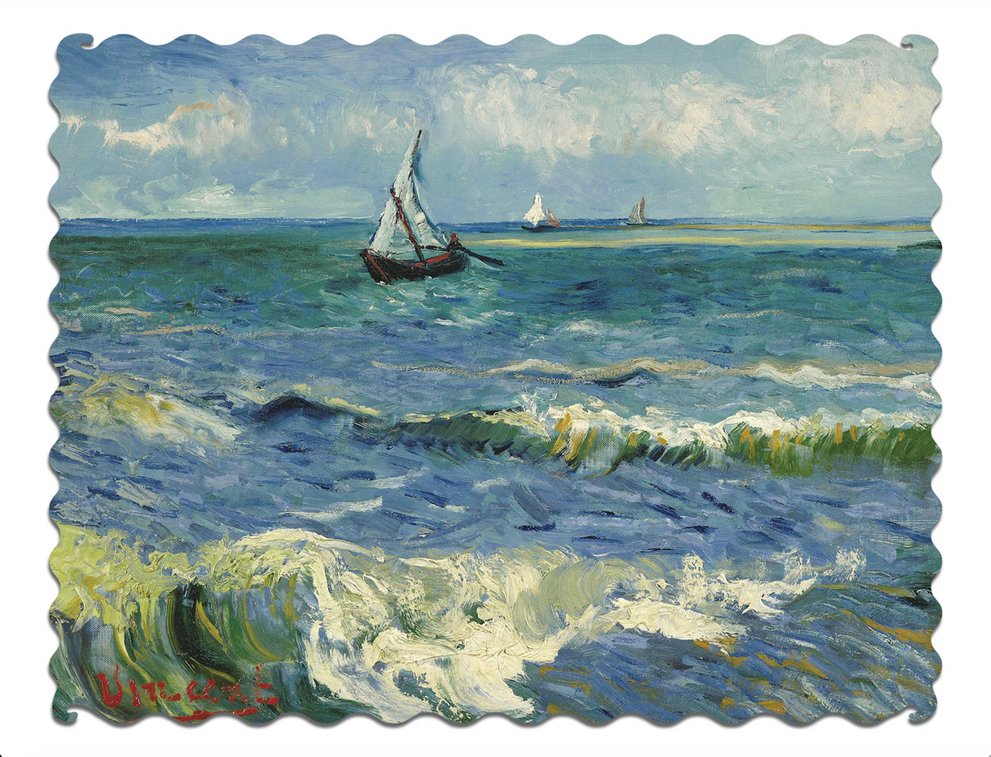 Vincent Van Gogh Sea At Saintes-Maries Wooden Jigsaw Puzzle 211 Pieces from Artifact Puzzles 11in x 8.5in Pre-owned