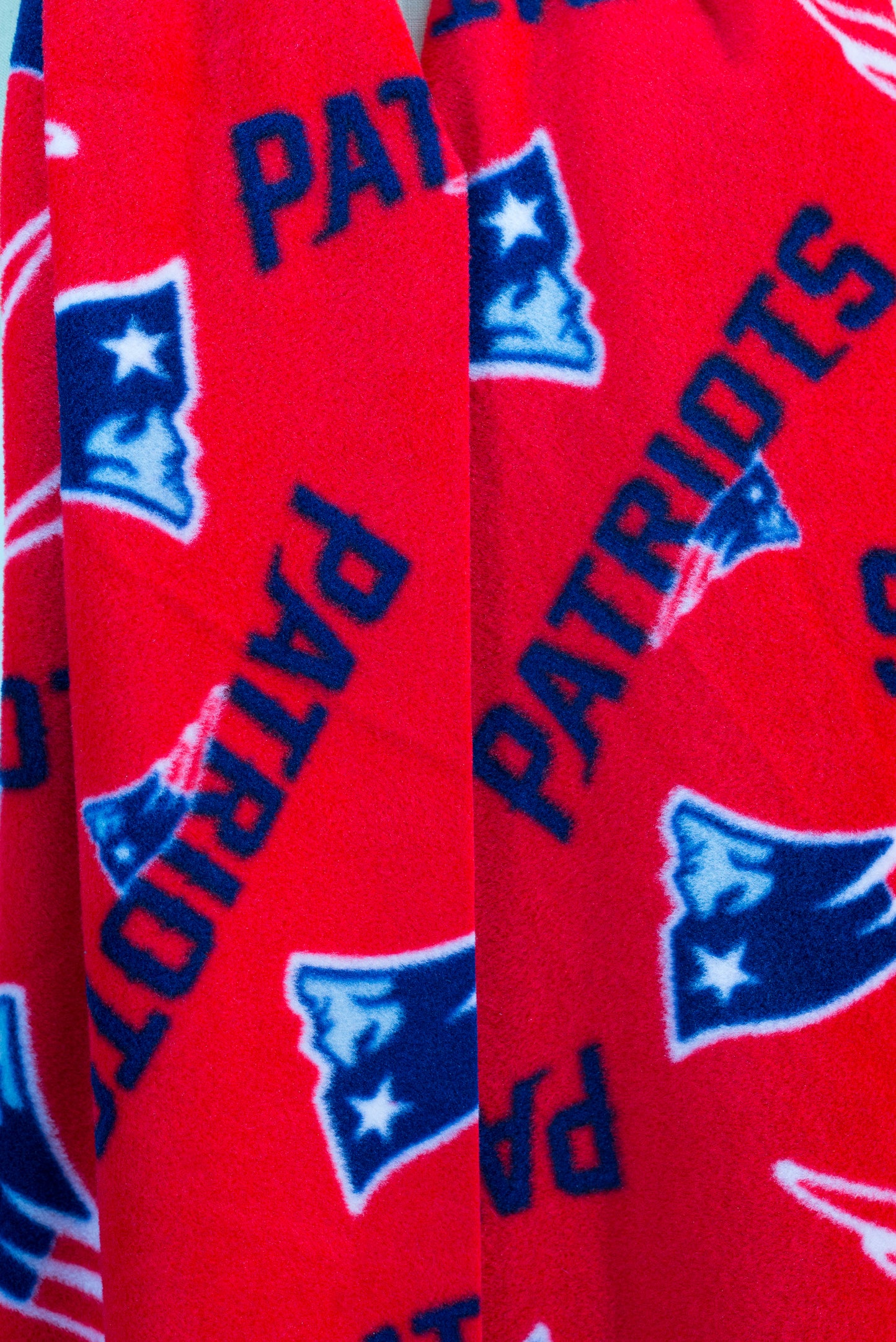 New England Patriots Red Polar Fleece Scarf 10in x 72in Handmade in Maine