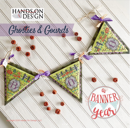 GHOSTIES and GOURDS Cross Stitch Embroidery Kit of A Banner Year by Cathy Habermann for Hands On Design