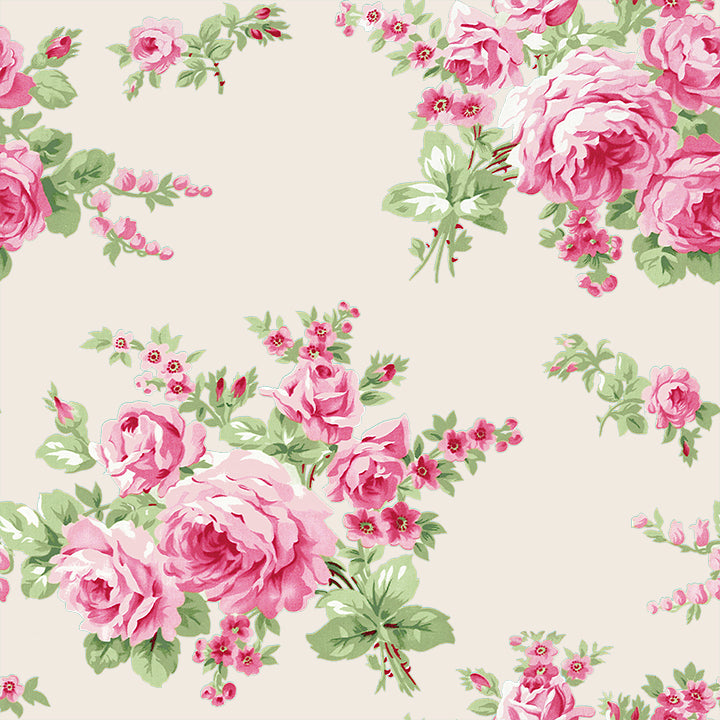 Tanya Whelan Barefoot Roses Classics Cabbage Rose Cream Yardage – the ...